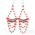 Big style rouge boucles d'oreilles en cristal d'origine humaine