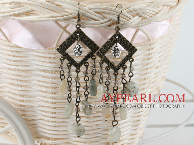 vintage style gray crystal dangle earrings