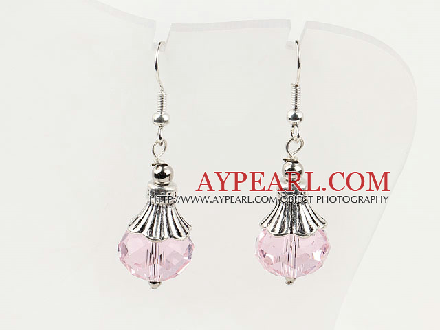 Pretty 10*14M Light Pink Crystal Ball Dangle Earrings With Fish Hook