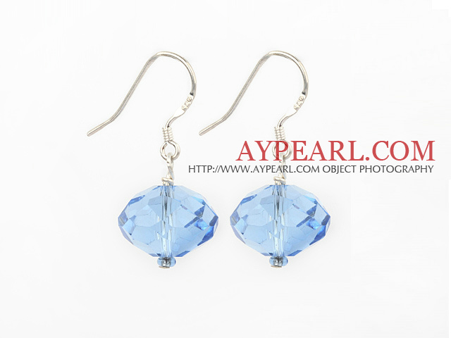 Simple Manmade Blue Crystal Ball Dangle Earrings With Fish Hook