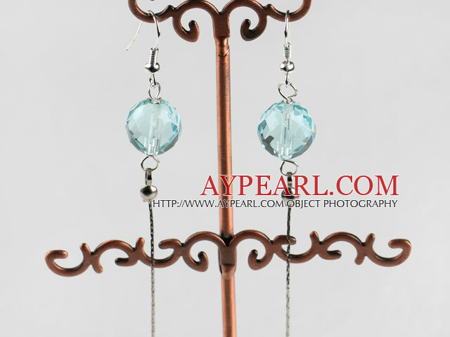 dangling style 12mm faceted kyanite ball earrings