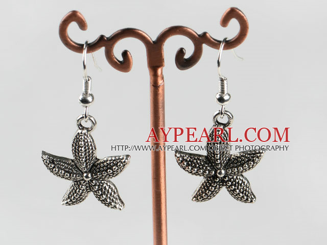 lovely starfish charm  tibet silver earrings