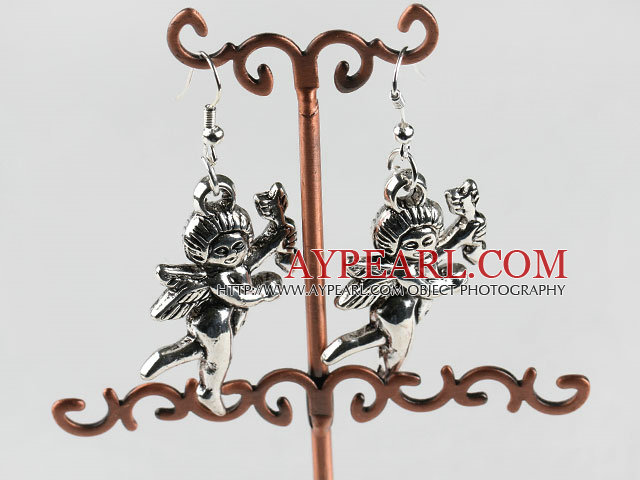 lovely angle charm  tibet silver earrings