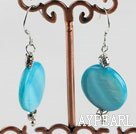 Simple Style 20Mm Blue Disc Shape Shell Dangle Earrings With Fish Hook