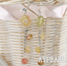 dangling stlye three color jade earrings