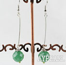 Simple Long Style Faceted Aventurine Dangle Earrings With Fish Hook