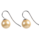 Classic Design Round Shape 10mm Champagne Seashell Beads Earrings