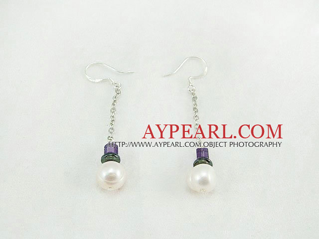 8-9Mm Natural Fresh Water Pearl Dangle Earrings With Fish Hook