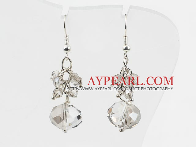Lovely Cluster Style Gray Color Crystal Drop Earrings With Fish Hook