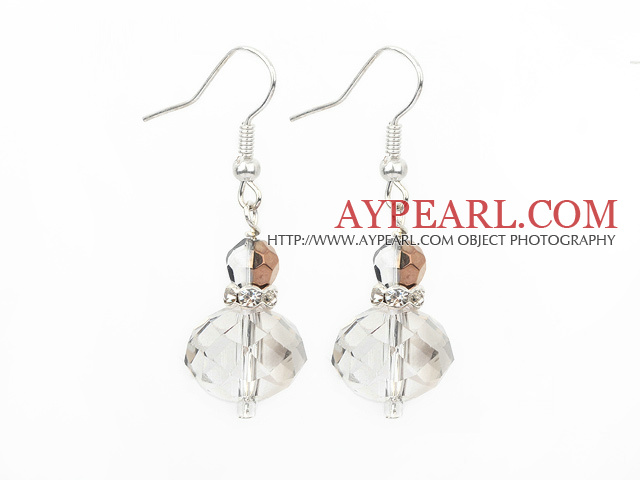 Simple Manmade Transparent Crystal Ball Dangle Earrings With Fish Hook