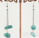 Fashion Long Style Link-Chain Turquoise Dangle Earrings With Fish Hook