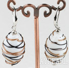 Lovely Simple White Colored Glaze Wrapped Dangle Earrings With Lever Back Hook
