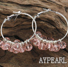 trendy light pink faceted crystal hoop earrings