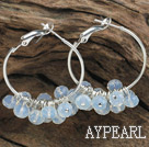 trendy manmade faceted opal crystal hoop earrings