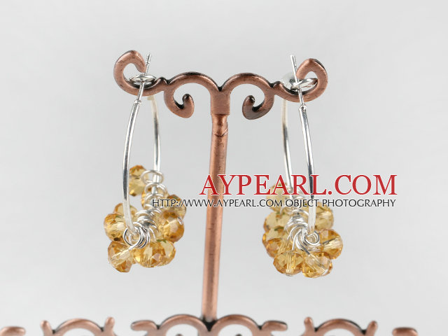trendy manmade yellow faceted crystal hoop earrings