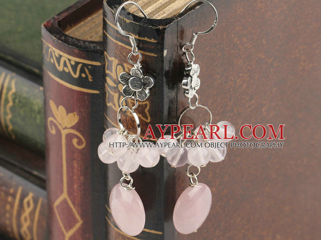 lovely rose quartze tibet flower earrings