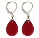 Fashion 12*16Mm Drop Shape Red Sea Shell Beads Earrings With Lever Back Hook