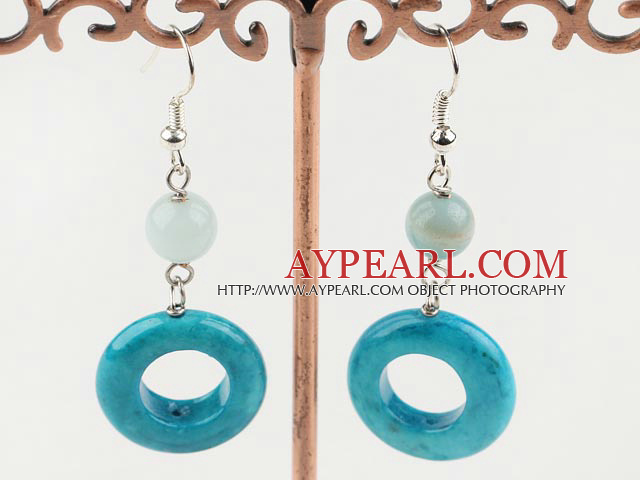 Wonderful Round And Donut Shape Blue Spider Stone Dangle Earrings With Fish Hook
