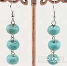 Lovely Simple Style Green Turquoise Dangle Earrings With Fish Hook