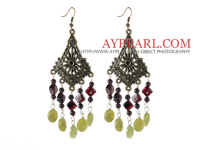 Boucles d'oreilles grenat d'olive