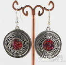 Lovely CCB silver like earrings with red beads in center