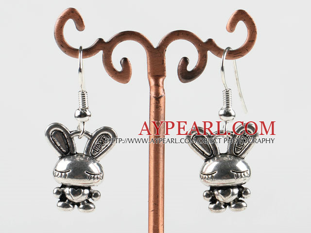 Lovely rabbit animal shape CCB silver like earrings