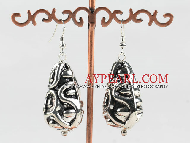 CCB silver like earrings with engraved print