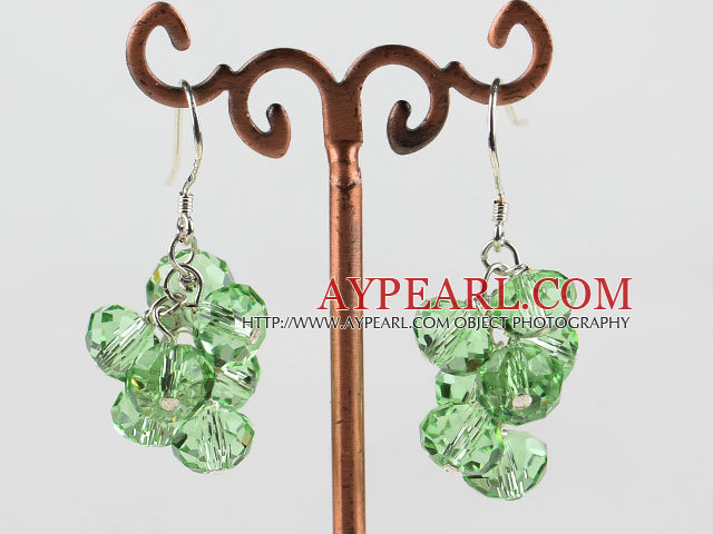 trendy manmade cluster style green crystal earrings