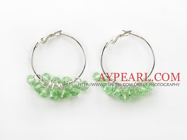 trendy manmade light green crystal hoop earrings