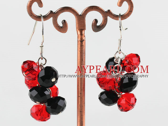 trendy artificiel pôle boucles d'oreilles de style cristal noir et rouge