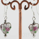 belle grise coeur boucles d'oreilles forme glaçure colorée