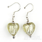 jaune clair coeur boucles d'oreilles forme glaçure colorée