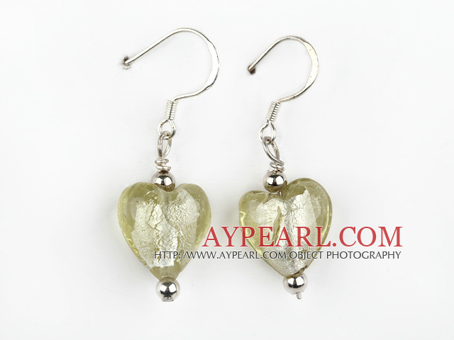 jaune clair coeur boucles d'oreilles forme glaçure colorée