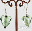 verte coeur boucles d'oreilles forme glaçure colorée