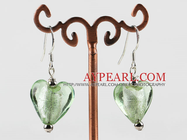 Fashion 8*12Mm Green Heart Shape Colored Glaze Dangle Earrings