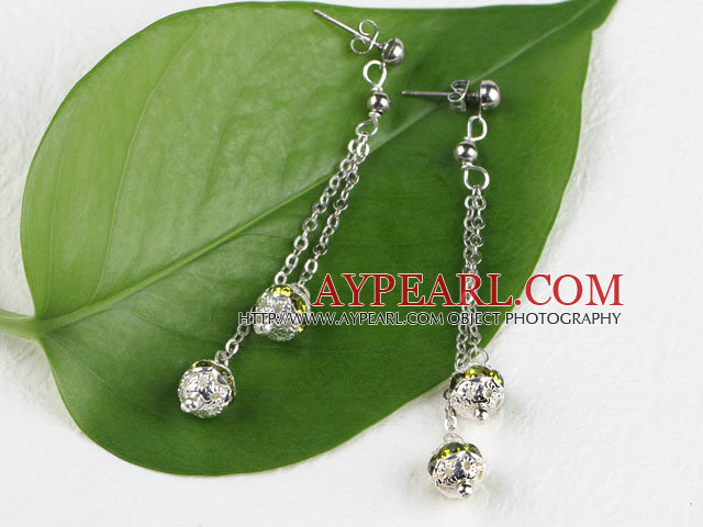 dangling style coloful rhinestone long earrings