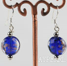 jolie forme ronde bleu boucles d'oreilles glacis colorés