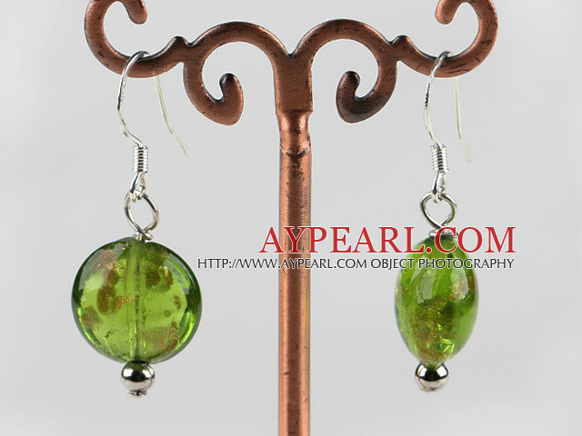 jolie forme ronde verte boucles d'oreilles glacis colorés