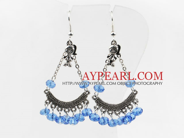 lovely white crystal earrings with girl charm