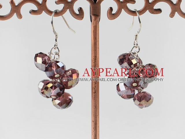 belle 6-8mm lumière artificielle boucles d'oreilles en cristal mauve