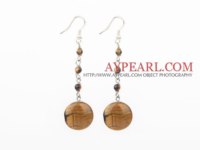 Fashion Loop Chain Style TigerS Eye Dangle Earrings With Fish Hook