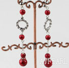 dangling red blood stone earrings with rhinestone