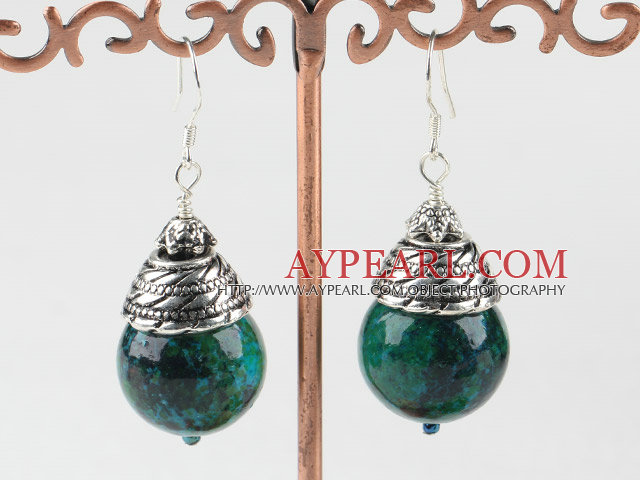 Boucles d'oreilles en pierre 16mm phonix avec le Tibet d'argent de la PAC