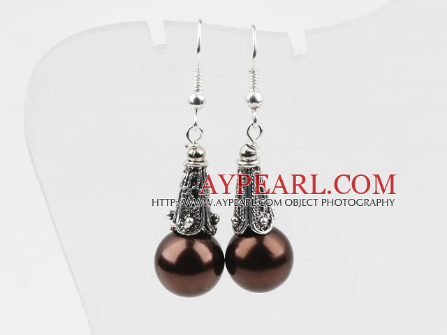 Classic Design Dark Coffee Color Shell Beads Earrings