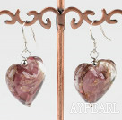 light red heart shape colored glaze earrings