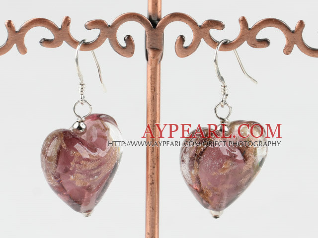 light red heart shape colored glaze earrings