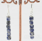 mignonnes boucles d'oreilles forme carrée 4mm sodalite