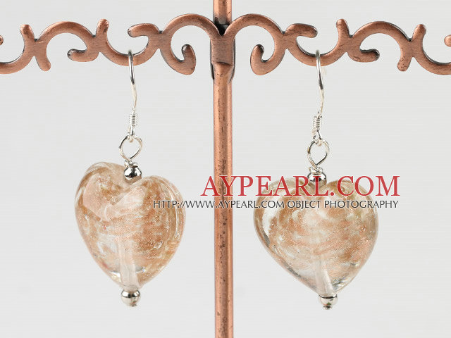 light brown heart shape colored glaze earrings