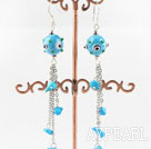 dangling blue colored glaze turquoise earinggs