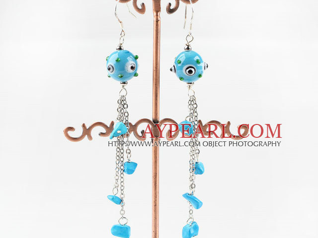 pendantes de couleur bleu turquoise, glaçure earinggs